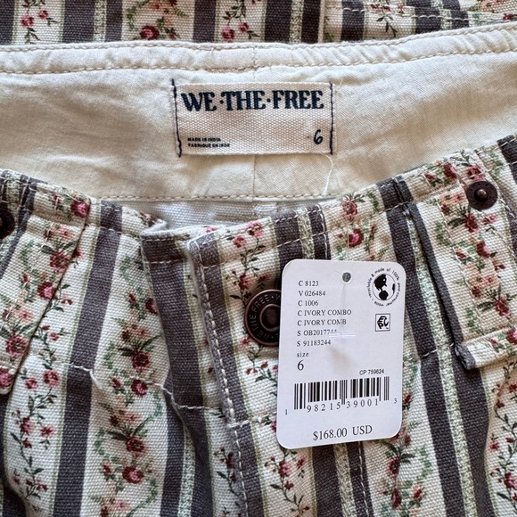 NWT Free People Super Sonic Stripe Print Low Rise Slim Utility Pants Size 6 - Picture 6 of 9